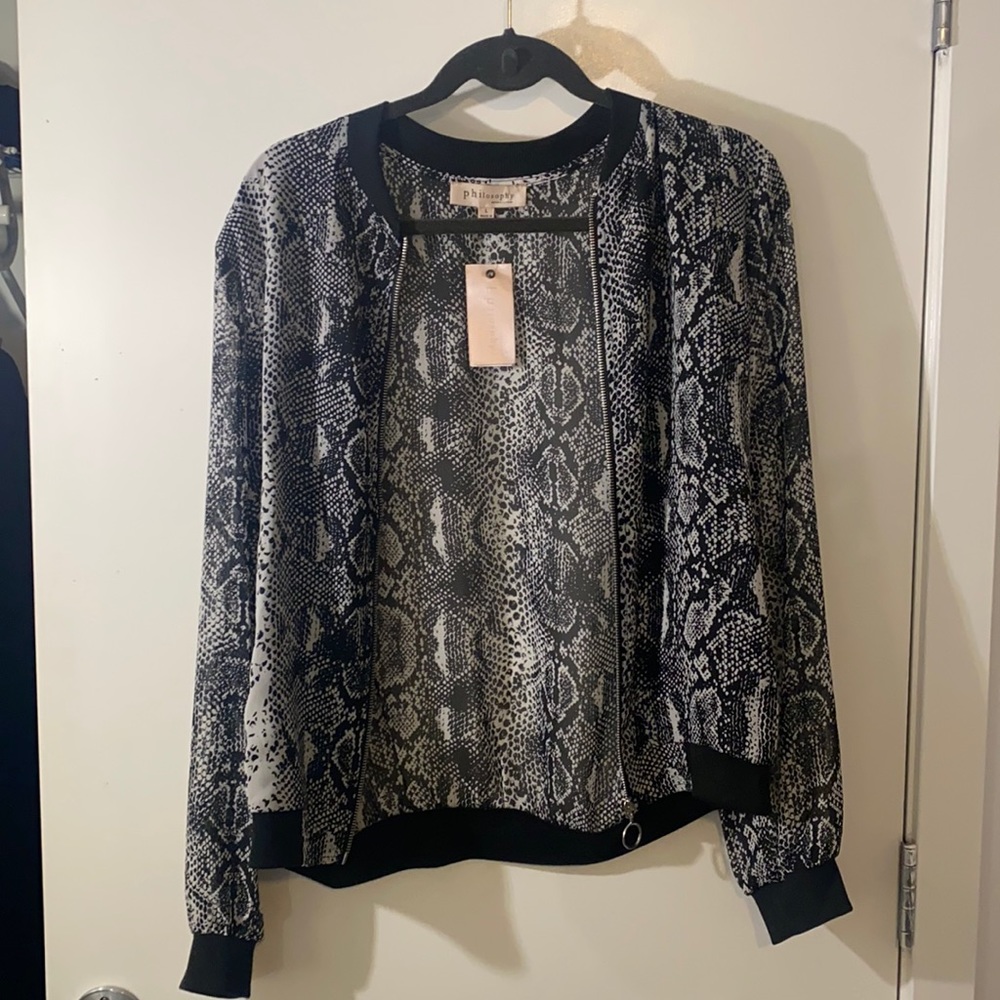 Philosophy Snakeskin pattern sheer Bomber Jacket